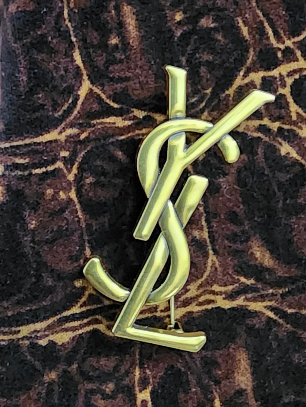 Yves Saint Laurent Gold-Tone Interlocking Logo Brooch